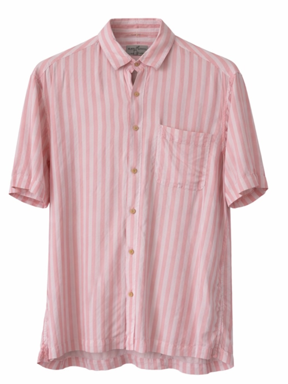 Kenny Flowers Pink White Striped Button Down Shirt Large Resort Beach Vacation